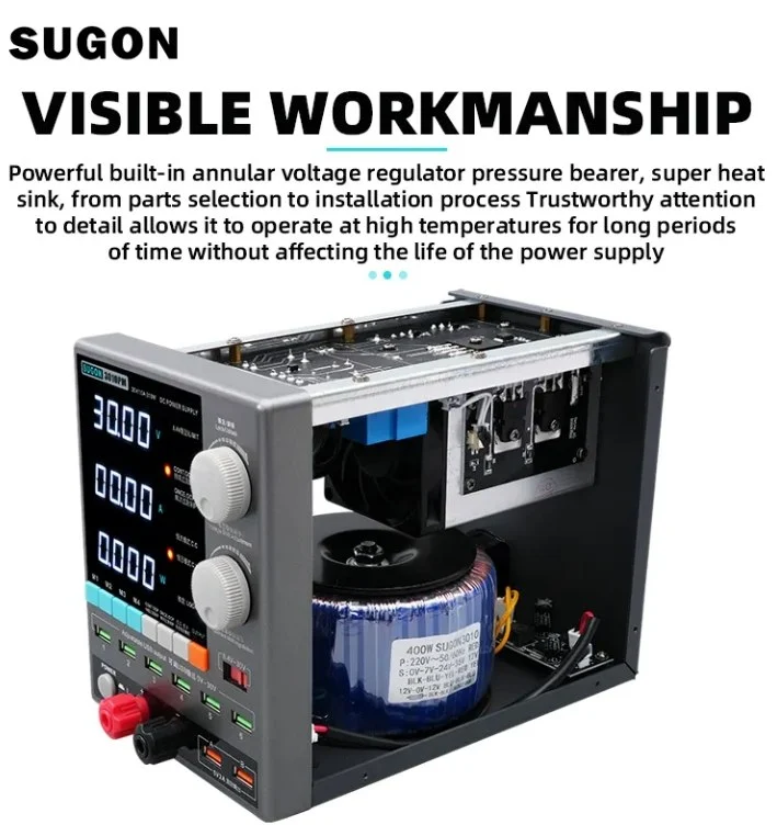 SUGON 3005D แหล่งจ่ายไฟ DC แบบดิจิตอลปรับได้ 30V 5A
