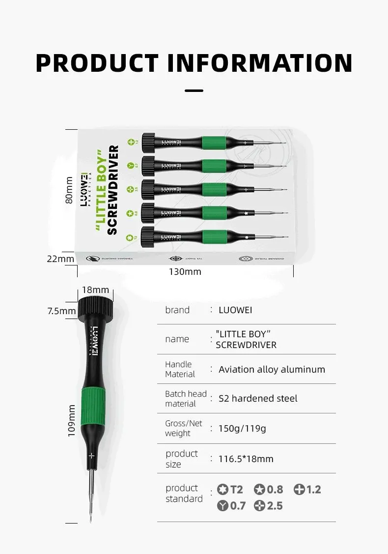 ไขควงชุดปลายแม่เหล็ก LUOWEI LITTLE BOY 1ชุดมี5ชิ้น