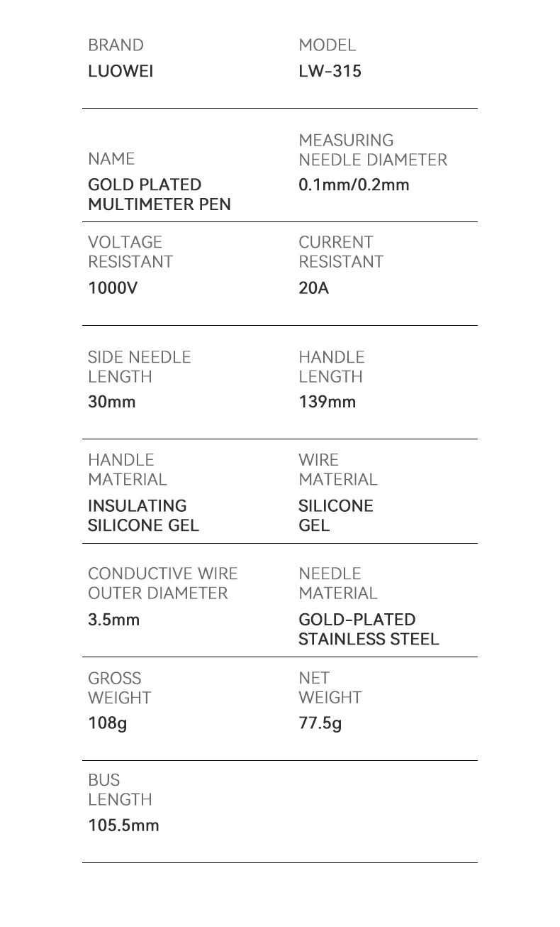 สายมิเตอร์เปลี่ยนปลายได้ Luowei LW-315